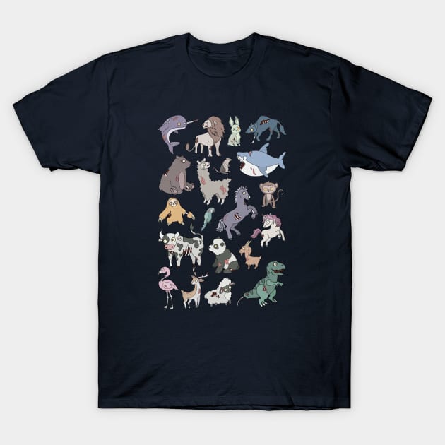 Cool Collection of Zombie Animals // Zombie Sloth Unicorn Tiger Lion T-Rex T-Shirt by SLAG_Creative